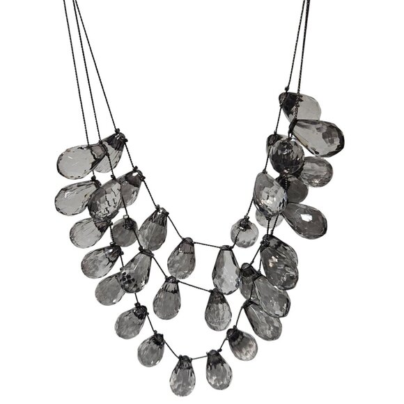 Elegant Faceted Crystal Teardrop Bib Necklace Multi Strand Fashion Jewelry Women - Picture 1 of 5